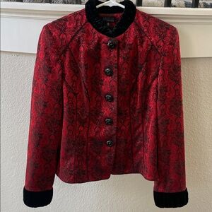 Luxurious Red and Black Women's Blazer
